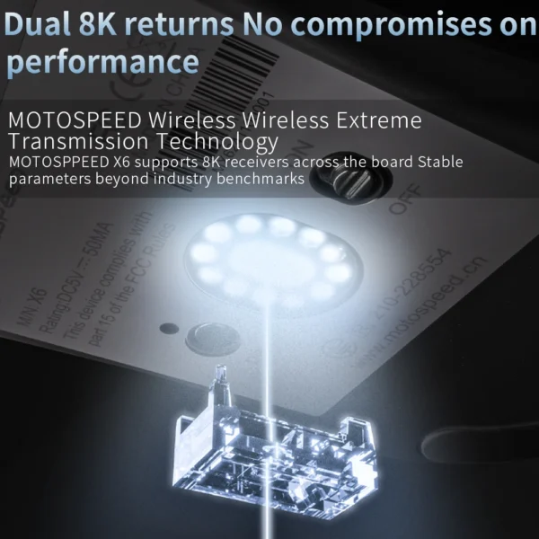 Darmoshark Gaming Mouse X6-MAX PAW3950 Wireless Dual-Mode 8k Motospeed Mouse 30000DPI Lightweight Macro Game Mice For PC Laptop - Image 5