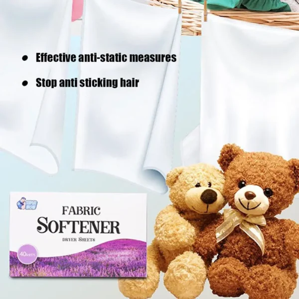 Lavender Laundry Fabric Softener Dryer Sheets Calm Electrostatic 40 Prevention Defense Count Scent Odor I6M5 - Image 3
