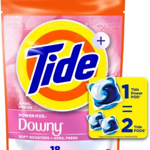 Power PODs 2-in-1 Laundry Detergent Pods with Downy Soft Boosters, Lasting Freshness with April Fresh Scent, 18/45/63 Count