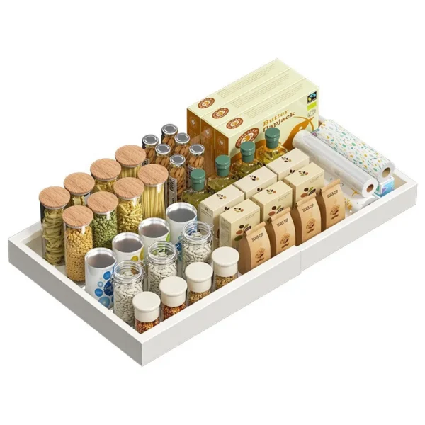 Retractable Storage Rack with Slide Rails Pull-out Kitchen Drawer Storage Rack Spice Box Storage Rack Cabinets Organizer Holder - Image 4