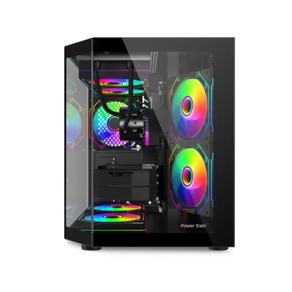 Power Train Star Realm M-ATX Desktop Case Three Sided Glass Panoramic Sea View Room Without Pillars 240 Water Cooling PC Chassis - Image 3