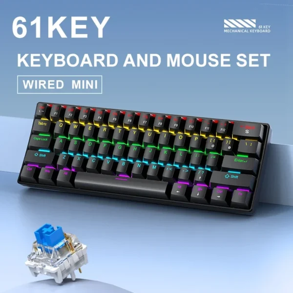 APAYADO K61 Mini Mechanical RGB Keyboard,Wired,61 Keys, Black/White , Red/Blue Switch for Gaming,60% Portable,PC/laptop - Image 4