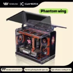 PowerTrain X-GAMERX Phantom Wings LCD Edition Black Seaview Room Case MATX Vertical Desktop Computer 360 Water-cooling Host