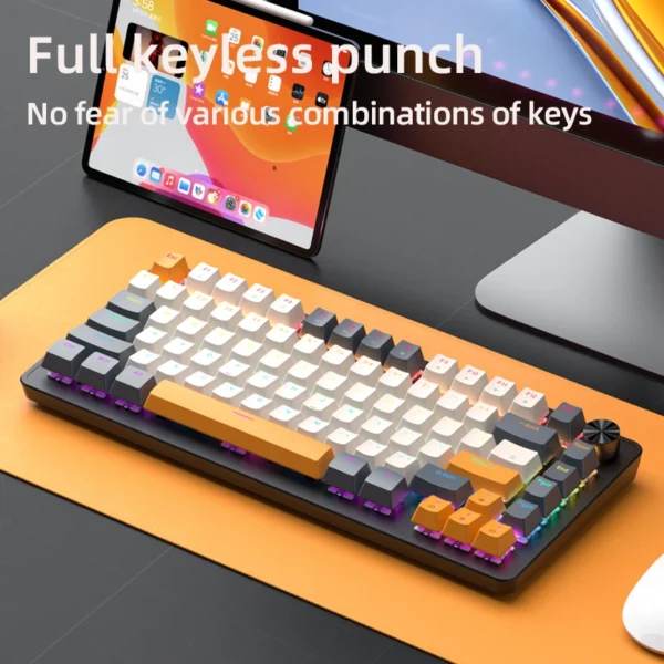 75% Mechanical Keyboard Wired with Media Knob, APAYADO Black Gaming Keyboard,Hot-Swap,ABS Cap Transparent Character Backlighting - Image 5