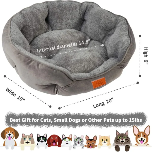 Pet Bed for Small and Large Pets, Soft, Washable, Non-Slip Base, Water Resistant, Grey, 50 cm - Image 2