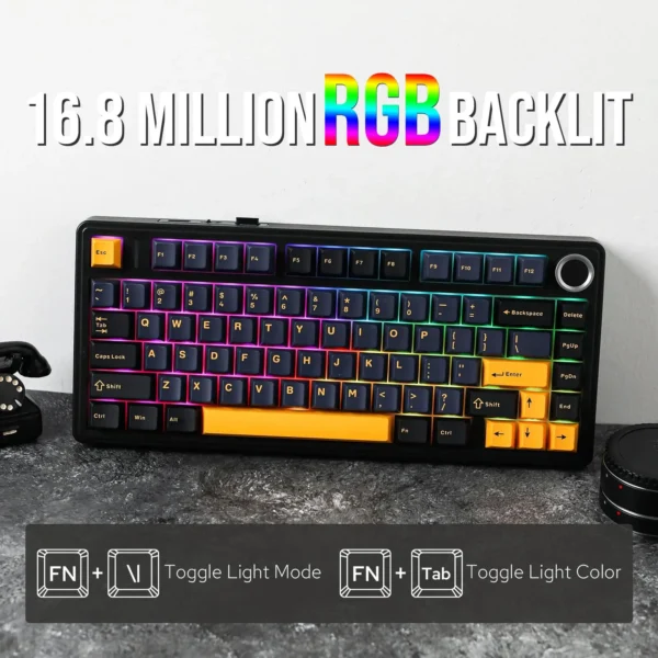 AULA F75 75% Wireless Mechanical Keyboard Gasket Hot Swappable Custom Keyboard RGB Backlit Gaming Keyboard 2.4G/Bluetooth/Wired - Image 4