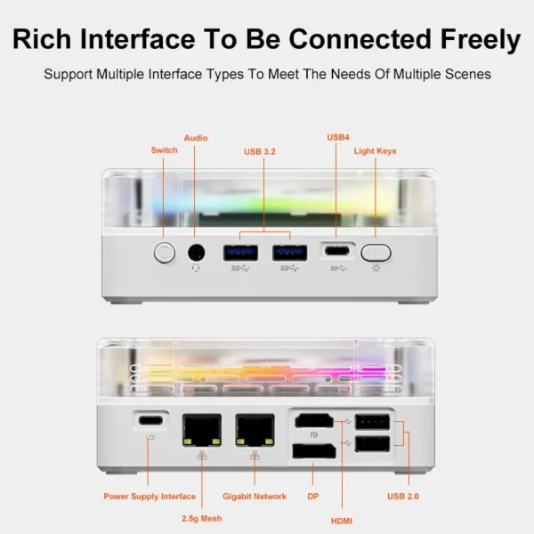 Genmachine AMD R5 6600H ES New Mini PC Windows 11 WiFi 6 Gaming PC DDR5 4800MHz 4.2GHz CPU M.2 SSD Display Computer Support 4K - Image 4