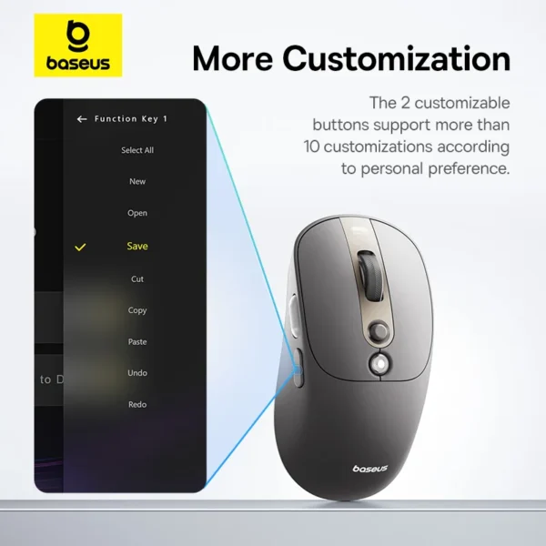 Baseus Bluetooth Wireless Mouse Rechargeable Ergonomic Mice Digital Display Two Scroll Wheels Customizable Button Silent Mouse - Image 3