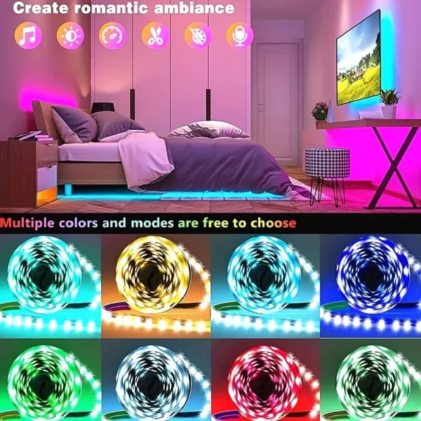3.28FT-98FT Led Strip Lights,RGB 5050 Infrared 44 Key Controller Sync Color Changing Luminous LED String For Garden Home Decor - Image 2