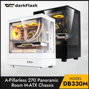 Darkflash DB330M PC Case M-ATX Desktop 270 ° Sea View Room Computer Case USB3.0 Double-Sided Transparent Glass Gamer Cabinet