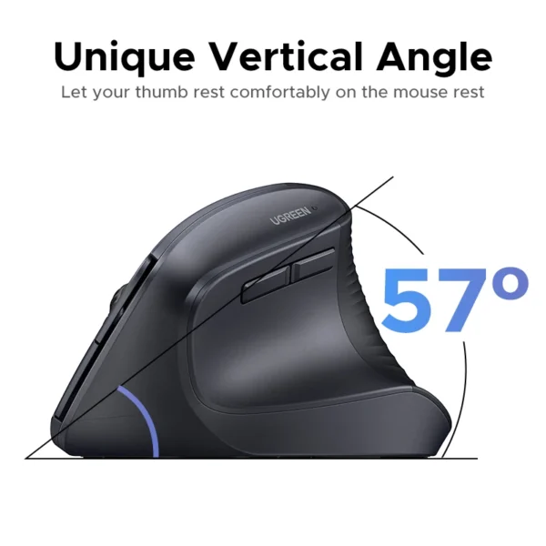 UGREEN Vertical Wireless Mouse 2.4G Ergonomic 4000DPI 6 Mute Buttons for MacBook Tablet Laptops Computer PC Mice Black Pink - Image 2