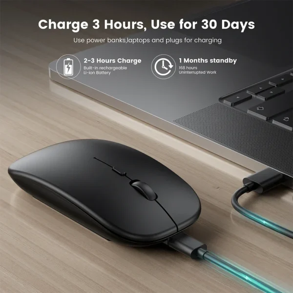 Wireless Mouse Slim Bluetooth-compatible 2.4G Computer Mice Portable Rechargeable/Battery Cordless Mouse for iPad Laptop Desktop - Image 4