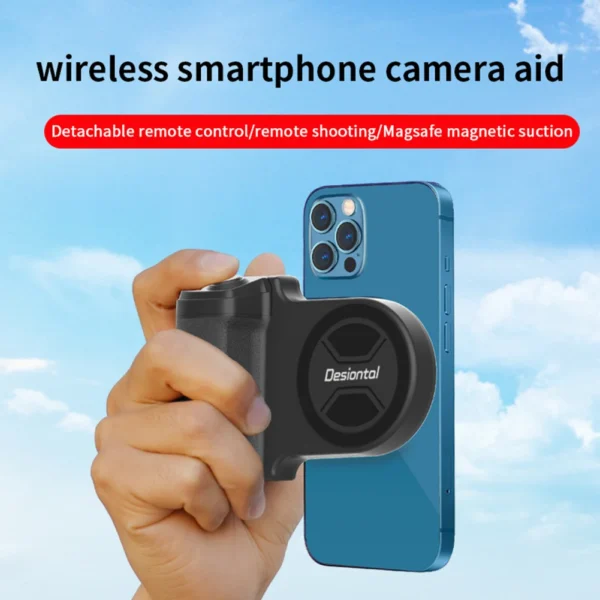 Magnetic Selfie Phone Tripod Mount Bluetooth-Compatible Phone Camera Grip Handle Holder for iPhone 15/14 Samsung Video Shooting - Image 3