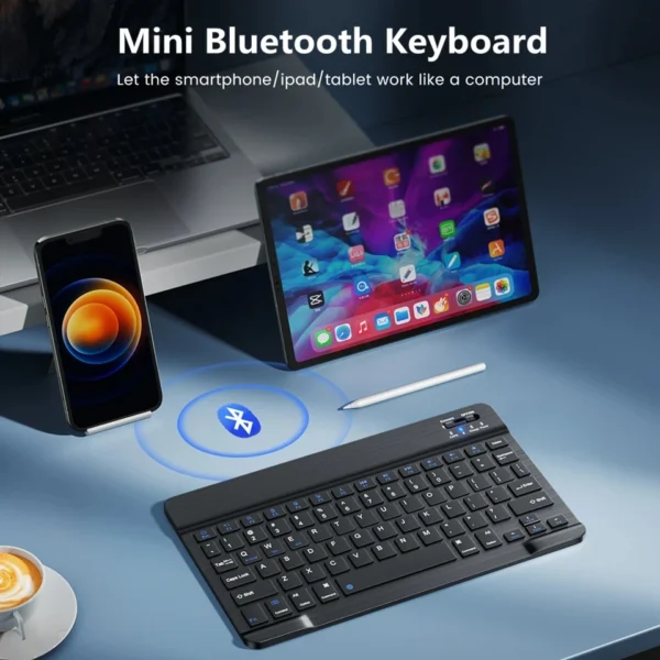 Spanish French Bluetooth Wireless Keyboard Azerty Russian For iPad Mac PC Tablet Cell Phone Laptop And Mouse Mini With N Gamer - Image 2