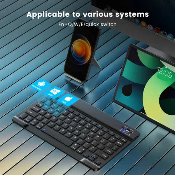 Spanish French Bluetooth Wireless Keyboard Azerty Russian For iPad Mac PC Tablet Cell Phone Laptop And Mouse Mini With N Gamer - Image 3
