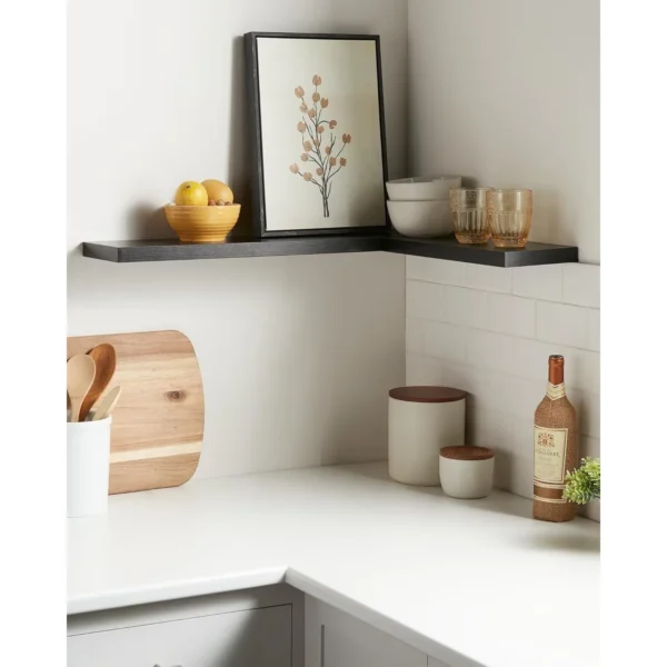 Floating Shelves for Wall, 22.5" Wall Mounted Rustic Wood Shelves for Bathroom, Bedroom,(Black, Set of 2) - Image 2