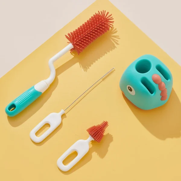 Silicone Bottle Cleaning Brush Baby Pacifier Straw Scrubber Small Brush 360 Degree Glass Cup Washing Kitchen Cleaning Tool Set - Image 2