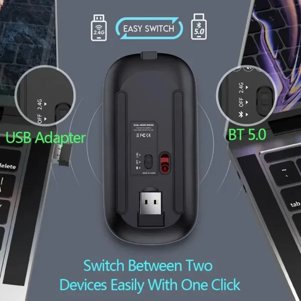New Bluetooth Wireless Mouse USB Optical Rechargeable Mouse for Computer Laptop PC Macbook Gaming Mouse Gamer 2.4GHz 1600DPI - Image 4