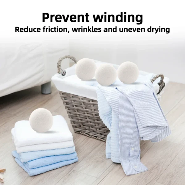 6Pcs Reusable Wool Dryer Balls Softener Laundry Home Washing 4/5/6cm Fleece Dry Kit Ball Useful Washing Machine Accessories - Image 5