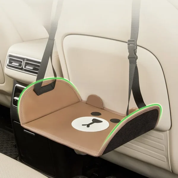 Cute Bear Design Portable Car Back Seat Foot Rest, Adjustable Straps Vehicle Footstool for Business and Travel Comfort - Image 4