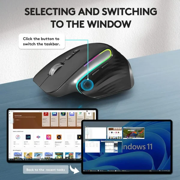 Wireless Gaming Mouse Bluetooth 2.4G Tri-mode Mouse Mute Mice Ergonomic USB-C RGB Rechargeable 5DPI For Laptop PC Tablet Macbook - Image 3