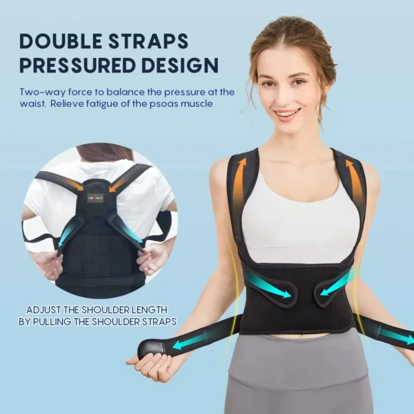 Posture Corrector Back Orthopedic Straps for Men and Women Fully Adjustable Spinal Brace Comfortable Effective Upper Back Brace - Image 3