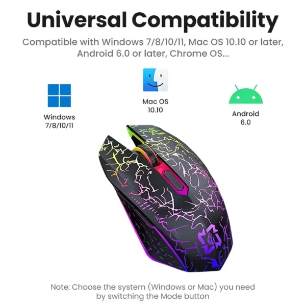Bluetooth 5.2 Wireless Mouse RGB Gaming Mouse Silent Mouse Rechargeable Mouse 800-1200-1600 DPI Mouse Mice for PC Laptop Macbook - Image 5