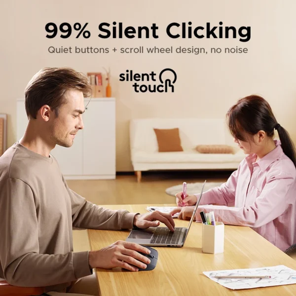 UGREEN Vertical Wireless Mouse 2.4G Ergonomic 4000DPI 6 Mute Buttons for MacBook Tablet Laptops Computer PC Mice Black Pink - Image 4