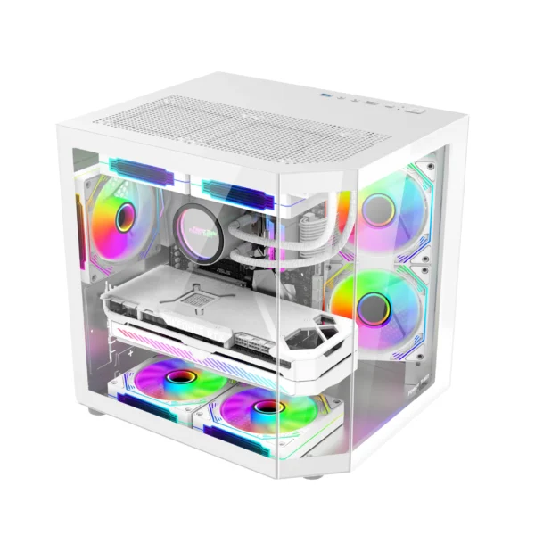 Power Train Star Realm M-ATX Desktop Case Three Sided Glass Panoramic Sea View Room Without Pillars 240 Water Cooling PC Chassis - Image 5