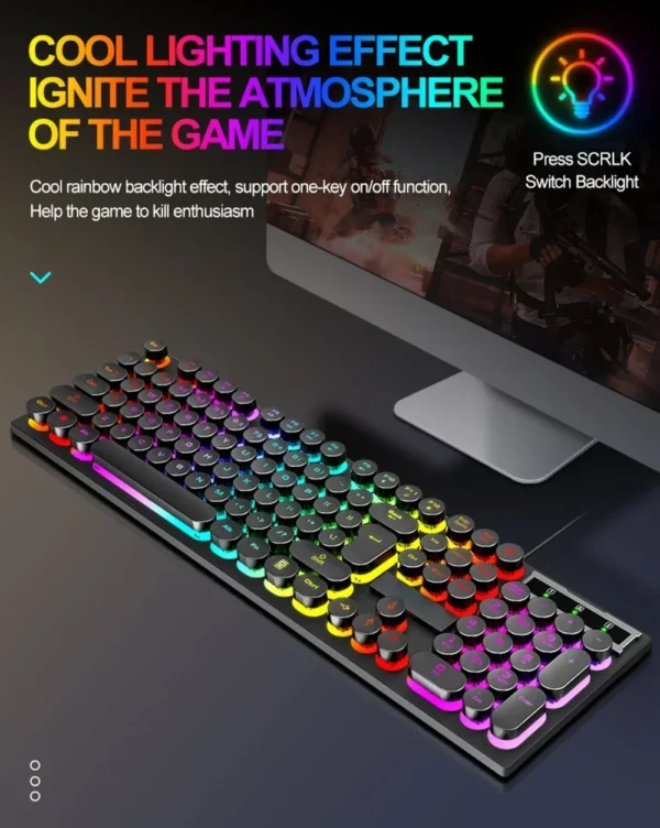 RGB Gaming Mechanical Keyboard USB Wired 104 Keys Keyboard Backlit Black Red Blue Light for Computer Laptop Pro Gamer Keyboard - Image 5