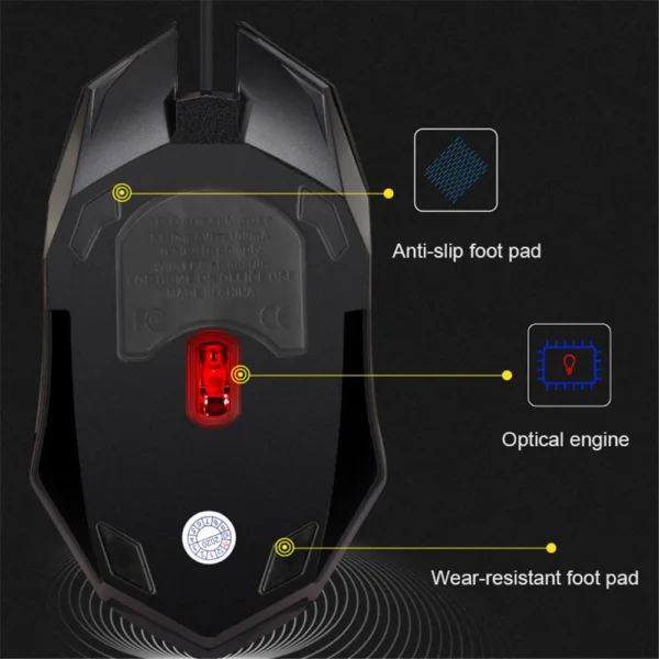 E-Sports USB Wired Mouse Colorful LED Gaming Mouse 5000 DPI Wired Mice Optical Wired Gamer Mouse For Desktop Laptop PC Computer - Image 5