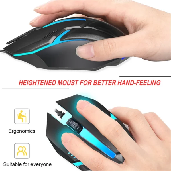 E-Sports USB Wired Mouse Colorful LED Gaming Mouse 5000 DPI Wired Mice Optical Wired Gamer Mouse For Desktop Laptop PC Computer - Image 3