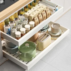 Retractable Storage Rack with Slide Rails Pull-out Kitchen Drawer Storage Rack Spice Box Storage Rack Cabinets Organizer Holder