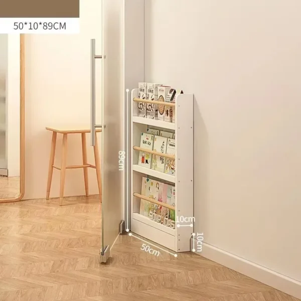 Narrow behind the door solid wood Kid bookshelf Library magazine shelf Bookcase，Very narrow shelving - Image 5