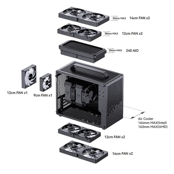 JONSBO Z20 MATX ATX PC Case Chassis 20L Detachable Handle Case 163mm Air-Cooled Graphics Card Type-C Desktop Small Space 컴퓨터 케이스 - Image 6