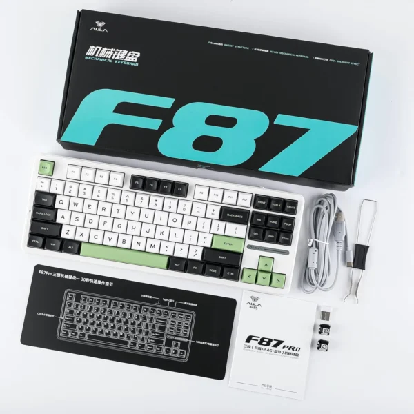 AULA F87 Pro Mechanical Keyboard 3 Mode 2.4G/USB/Bluetooth Tri Mode Wireless Gaming Keyboard 87 Key Hotswap RGB Gasket Keyboard - Image 6