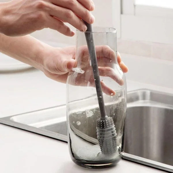 Silicone Milk Bottle Brush Cup Scrubber Glass Cleaner Kitchen Cleaning Tool Long Handle Drink Bottle Glass Cup Cleaning Brush - Image 3
