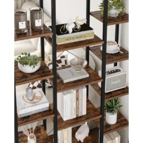 Triple 6-Tiers Tall Bookshelf, Open Storage Shelves with 15 Adjustable Shelves, Display Shelf for Home Office, Bookcase - Image 4