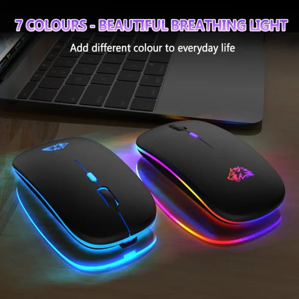 Wireless Mouse Bluetooth and 2.4GHz Dual Modes Rechargeable RGB Ergonomic Silent Click for PC iPad Laptop Cell Phone TV - Image 3