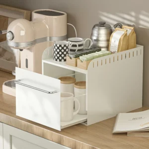 Kitchen Countertop Organizer Seasoning Rack Pull Out Spice Box Storage Holder Water Bar Pull-out Coffee Cup Display Drawer Shelf