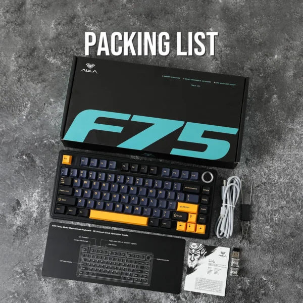 AULA F75 75% Wireless Mechanical Keyboard Gasket Hot Swappable Custom Keyboard RGB Backlit Gaming Keyboard 2.4G/Bluetooth/Wired - Image 6