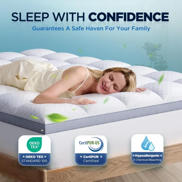 Premium Memory Foam Mattress Topper Queen for Ultra Comfort 2Inch Plush Pillow Top Queen Mattress Topper with Breathable Air - Image 4
