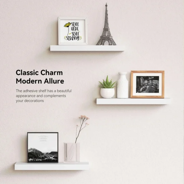 White 6Pcs Floating Shelves, Wall Mounted Small Shelves for Room, Modern Hanging Shelves, Display Wall for Wall Décor - Image 5
