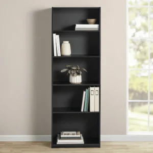 5-Shelf Bookcase with Adjustable Shelves, True Black Oak