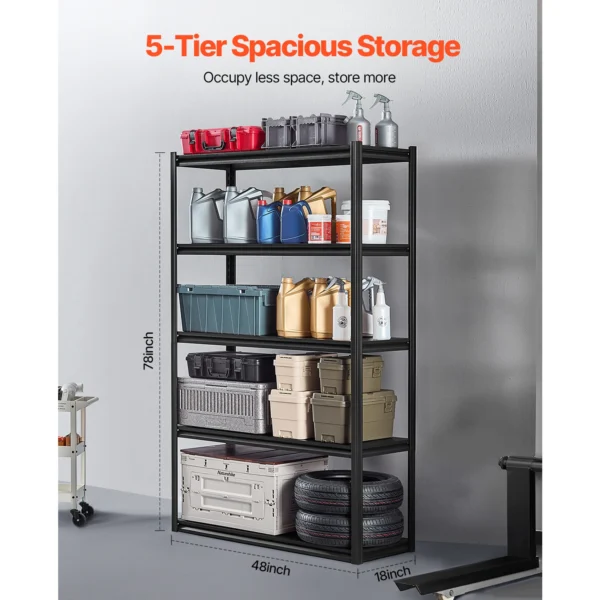 VEVOR 5-Tier Garage Shelving Unit Storage Shelves Height Adjustable Boltless Shelf Racking for Kitchen Warehouse Basement - Image 3