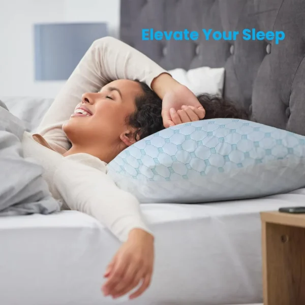 Memory Foam Cooling Pillow, Adjustable Loft Bed Pillow For Sleeping, Silky Ice Fabric, Washable Removable Bed Pillow Cover - Image 6