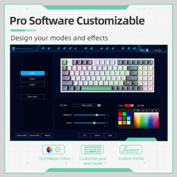 Machenike K500 Mechanical Keyboard Gaming Keyboard Wired Keyboard Hot Swappable 94 Keys RGB Light Mac Windows - Image 3