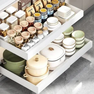 Pull-Out Kitchen Storage Tray Adjustable Cabinet Shelf Sliding Spice Rack Organizer Multi-Layer Bathroom Storage Shelf