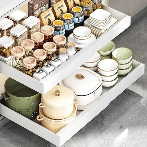 Pull-Out Kitchen Storage Tray Adjustable Cabinet Shelf Sliding Spice Rack Organizer Multi-Layer Bathroom Storage Shelf