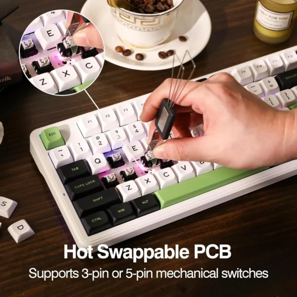 AULA F87 Pro Mechanical Keyboard 3 Mode 2.4G/USB/Bluetooth Tri Mode Wireless Gaming Keyboard 87 Key Hotswap RGB Gasket Keyboard - Image 4
